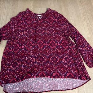 Croft & Barrow Women's Blouse - Burgundy and Pink